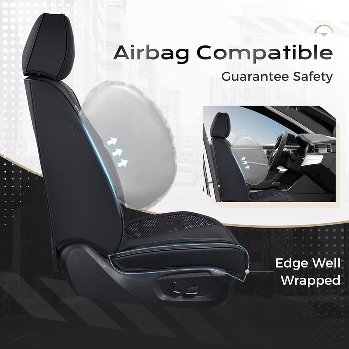 Leather Car Seat Covers Full Set – Waterproof Universal Seat Covers for Cars, SUVs & Trucks, Front & Rear Auto Seat Protector, Airbag Compatible, Black Camo