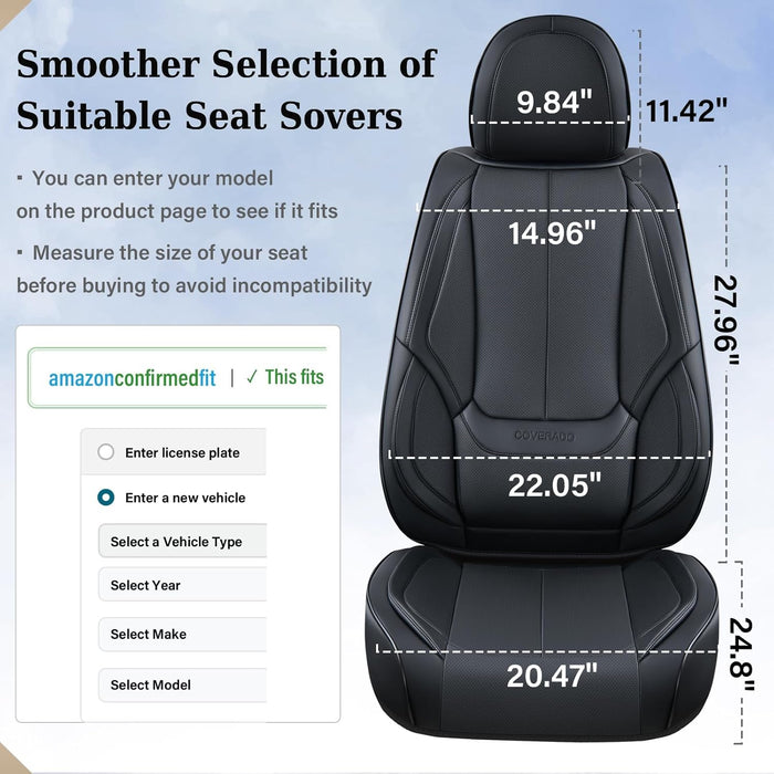 Seat Covers Full Set, Black Seat Covers for Cars 5 Seats, Car Seat Protector, Waterproof Nappa Leather Car Seat Cushion, Front and Rear Car Seat Cover Fit for Most Sedans SUV Pick-Up Truck