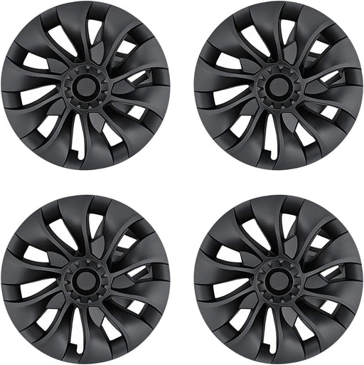 Hubcap Wheel Cover Replacement Compatible with 2017-2023 Model 3 R18 Aero Hub，Uberturbine Style Wheel Rim Protector ABS Kit Accessories Improvement -Set of 4 without Center Stickers（18-Inch Black）