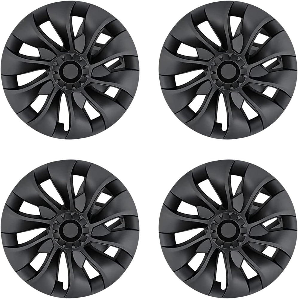 Hubcap Wheel Cover Replacement Compatible with 2017-2023 Model 3 R18 Aero Hub，Uberturbine Style Wheel Rim Protector ABS Kit Accessories Improvement -Set of 4 without Center Stickers（18-Inch Black）