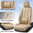 Universal Leather Car Seat Covers Full Set for Cars, SUVs & Trucks – Waterproof Front & Rear Seat Covers, Airbag Compatible, Beige, Fits Most Vehicles