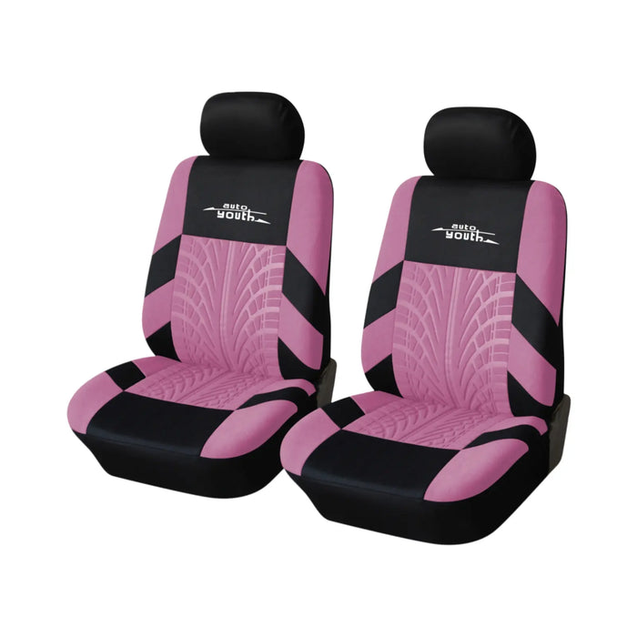 Car Seat Covers for 5 Seats Universal, Fabric Breathable Car Front & Rear Seat Protectors, with Tire Track Details, Airbag Compatible, Full Protection, Fits Most Cars Trucks Vans Suvs, Red Vehicle Seat Covers, Truck Accessories, Car Interior Accessories