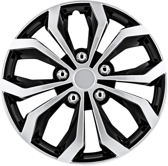 Automotive WH553-16S-BS 16 Inch Spyder Black & Silver Universal Hubcap Wheel Covers for Cars - Set of 4 - Fits Most Cars
