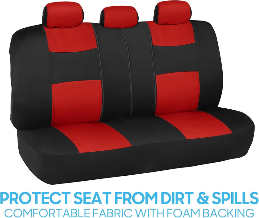 Revamp Your Ride with Our Stylish Red and Black PolyPro Car Seat Covers Full Set – Easy Installation for Front and Rear Seats in Trucks, Vans, and SUVs
