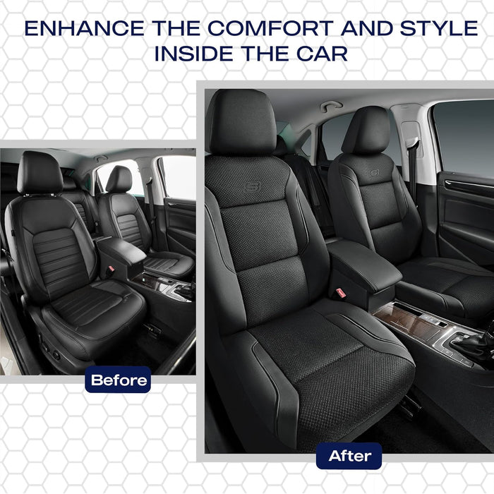 Skechers Memory Foam Seat Covers, Air Cool Mesh Thick Car Seat Covers, Car Seat Covers Front Seats Airbag Compatible, Universal Automotive Comfort for Most Cars, Vans, Trucks, Suv,Black