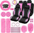 43 Pcs Car Seat Cover Full Set for Women Christmas Fuzzy Car Accessories Fluffy Steering Wheel Cover Front Rear & Belt Handbrake Shift Accessory for Winter (Rose Red)