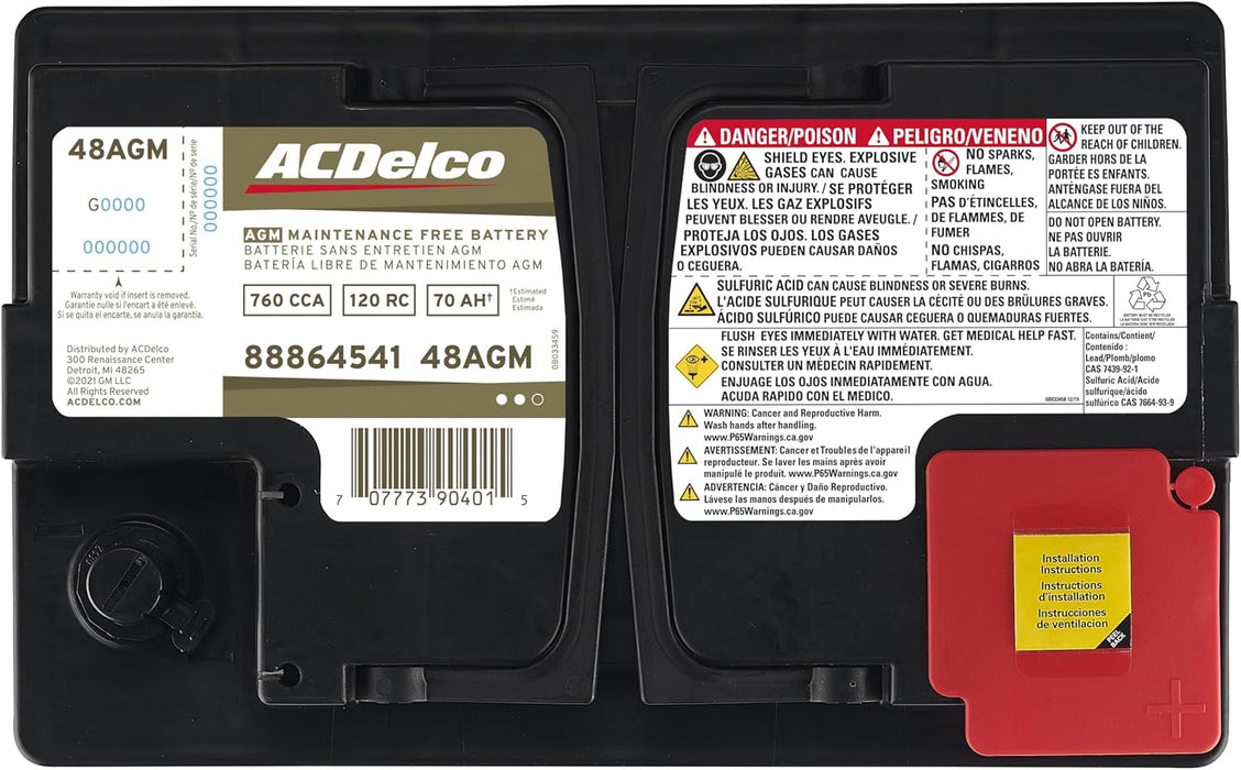 Gold 48AGM (88864541) 36 Month Warranty AGM BCI Group 48 Battery