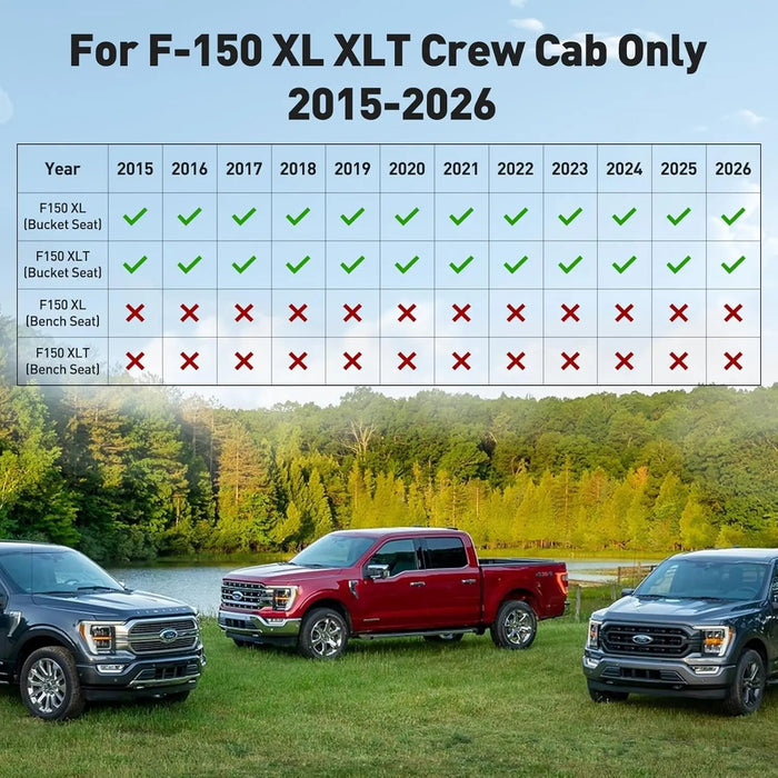For Ford F150 Seat Covers 2015-2023 2024 2025 2026,Full Set Leather Waterproof Black Trucks Pickup Seat Covers Custom Fit for Ford F150 Accessories,Car Seat Cover for Supercrew/Crewcab(Xl,Xlt)