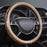 Wood Grain Microfiber Leather Steering Wheel Cover, Universal Fit for 14 1/2-15 Inch Beige Steering Wheel, Anti-Slip Veins Design, Cars,Suvs,Minivans, Sedans (Beige)