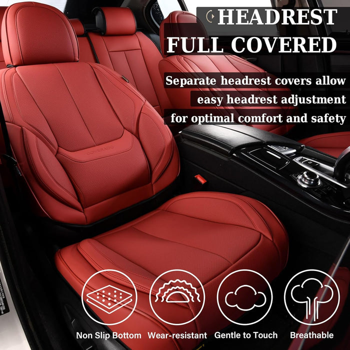 Car Seat Covers Full Set, Seat Covers for Cars, Red Car Seat Covers Front Seats and Back Car Seat Protector Waterproof, Leather Car Seat Cushion Universal Fit for Most Cars Blue