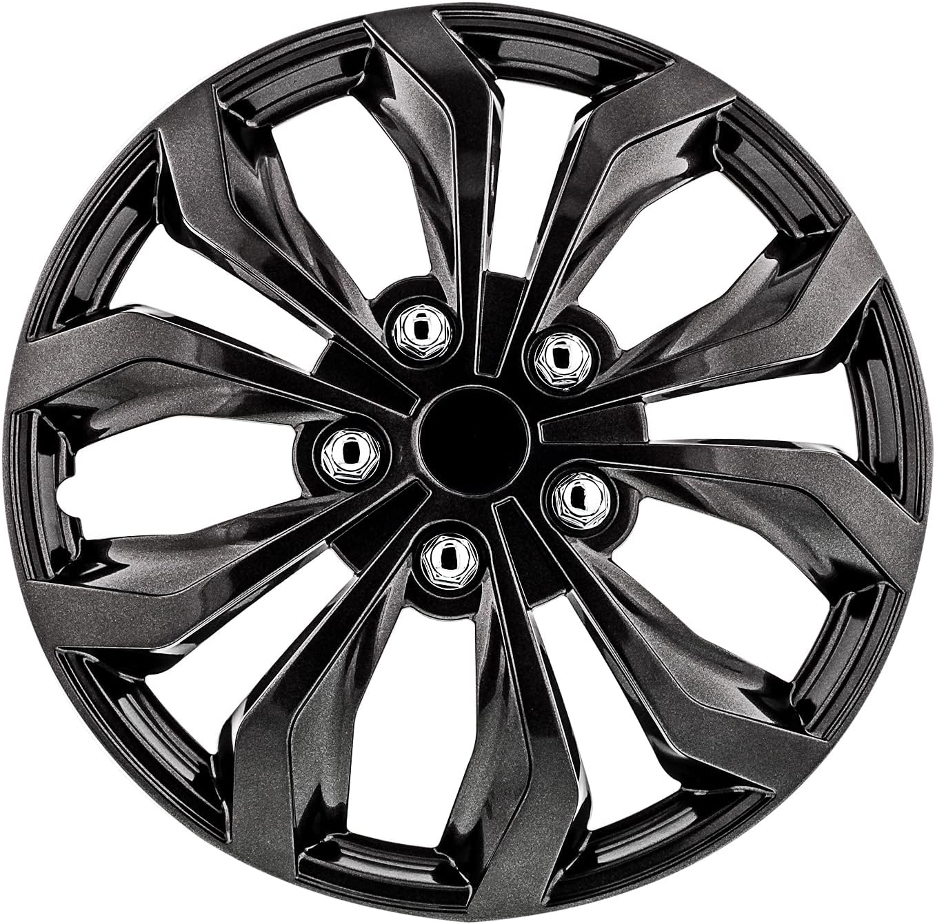 Automotive WH555-16GM-B 16 Inch Spyder Gunmetal Grey Universal Hubcap Wheel Covers for Cars - Set of 4 - Fits Most Cars
