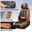 Universal Waterproof Nappa Leather Car Seat Covers Full Set for 5 Seats, Airbag Compatible, Black & Brown, Fits Cars, SUVs & Trucks