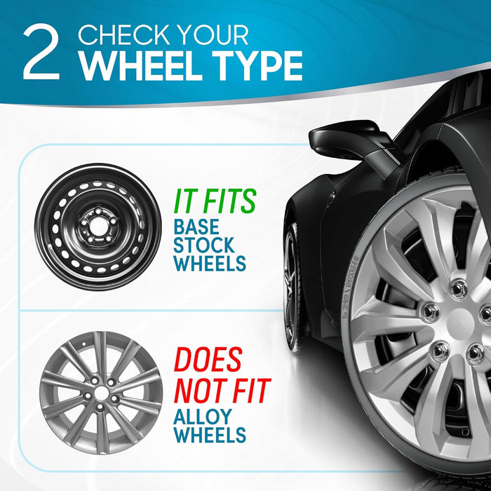 (4-Pack) Premium 16 Inch Rim Wheel Cover Hubcaps for Cars Trucks Suvs Vans, Direct OEM Replacement Universal Fit Snap-On ABS Hubcaps 16 Inch Wheel Covers - Set of 4 Hub Caps - 10-Spokes Silver