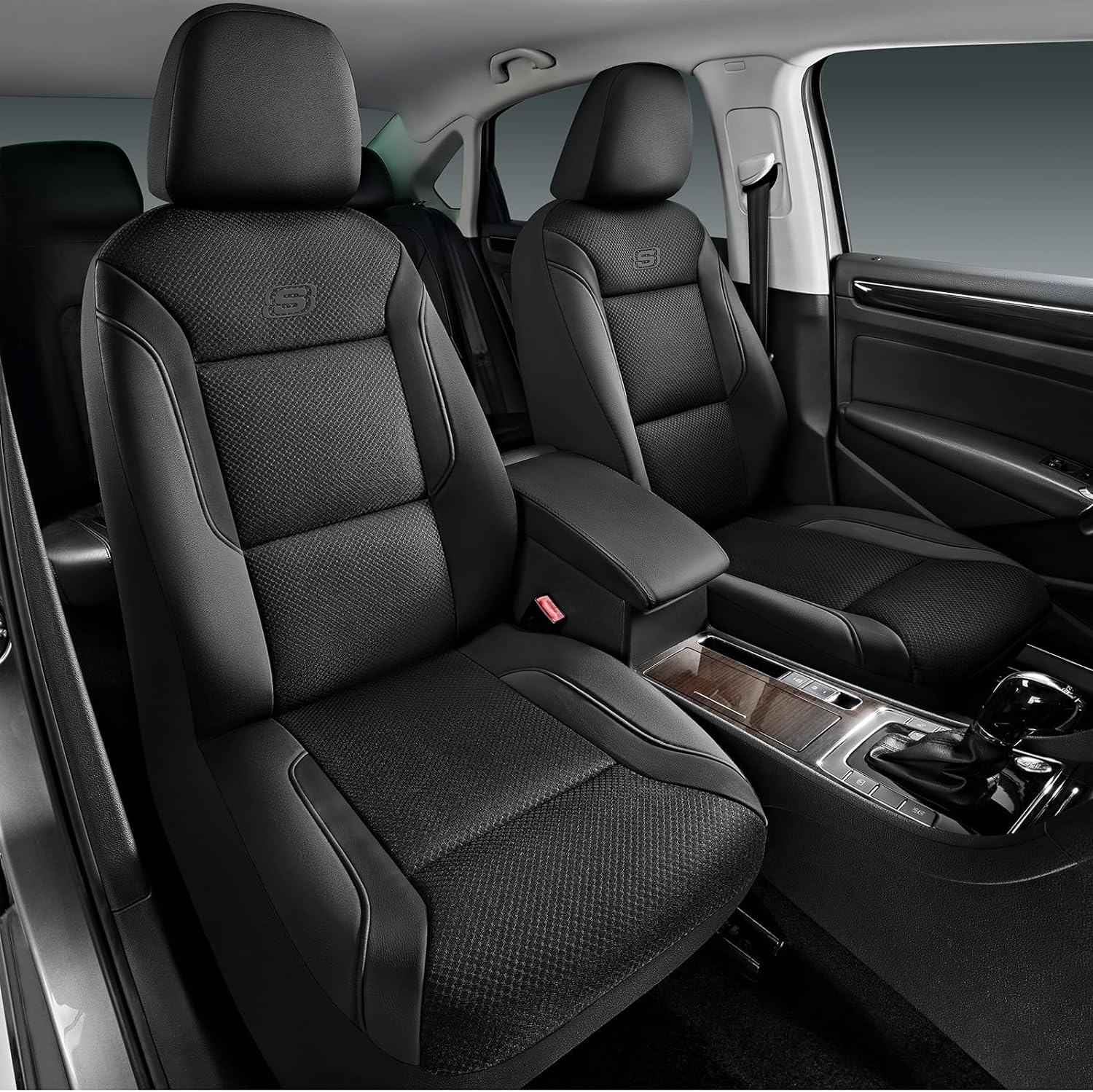 Skechers Memory Foam Seat Covers, Air Cool Mesh Thick Car Seat Covers, Car Seat Covers Front Seats Airbag Compatible, Universal Automotive Comfort for Most Cars, Vans, Trucks, Suv,Black