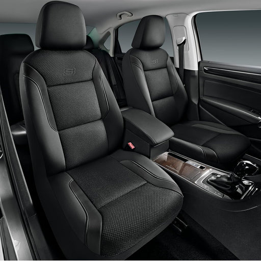 Skechers Memory Foam Seat Covers, Air Cool Mesh Thick Car Seat Covers, Car Seat Covers Front Seats Airbag Compatible, Universal Automotive Comfort for Most Cars, Vans, Trucks, Suv,Black