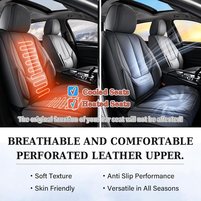 Seat Covers Full Set, Black Seat Covers for Cars 5 Seats, Car Seat Protector, Waterproof Nappa Leather Car Seat Cushion, Front and Rear Car Seat Cover Fit for Most Sedans SUV Pick-Up Truck