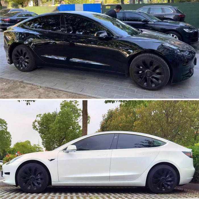 Fits Tesla Model 3 Wheel Cover Hubcap 18 Inch Matte Black Support Logo Symmetry Design (4 PCS) Uberturbine Style for 2017-2023 Model 3 Aero Wheel Cover Replacement