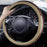 Wood Grain Microfiber Leather Steering Wheel Cover, Universal Fit for 14 1/2-15 Inch Beige Steering Wheel, Anti-Slip Veins Design, Cars,Suvs,Minivans, Sedans (Beige)