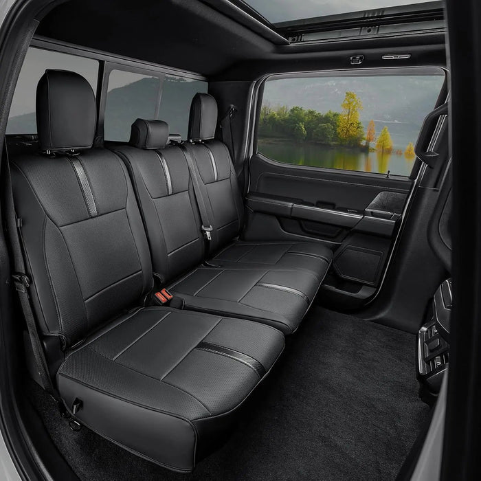 For Ford F150 Seat Covers 2015-2023 2024 2025 2026,Full Set Leather Waterproof Black Trucks Pickup Seat Covers Custom Fit for Ford F150 Accessories,Car Seat Cover for Supercrew/Crewcab(Xl,Xlt)
