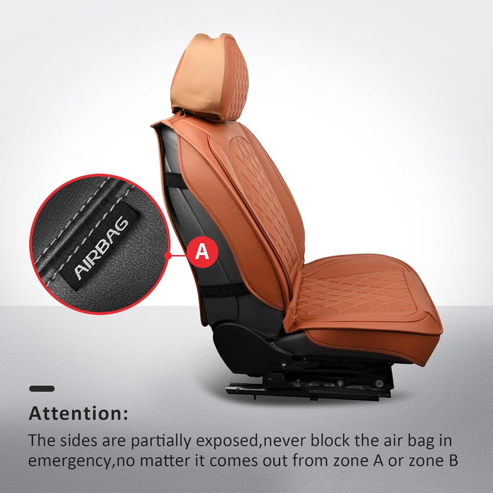 Premium Waterproof Nappa Leather Car Seat Covers Full Set – Universal Fit Seat Covers for Cars, SUVs & Trucks – 5 Seat Automotive Interior Protector, Brown