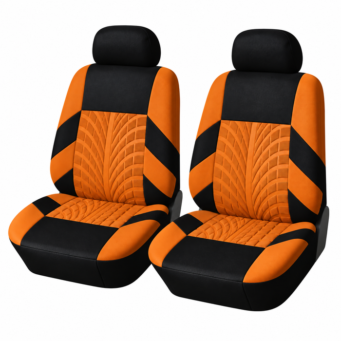 Car Seat Covers for 5 Seats Universal, Fabric Breathable Car Front & Rear Seat Protectors, with Tire Track Details.
