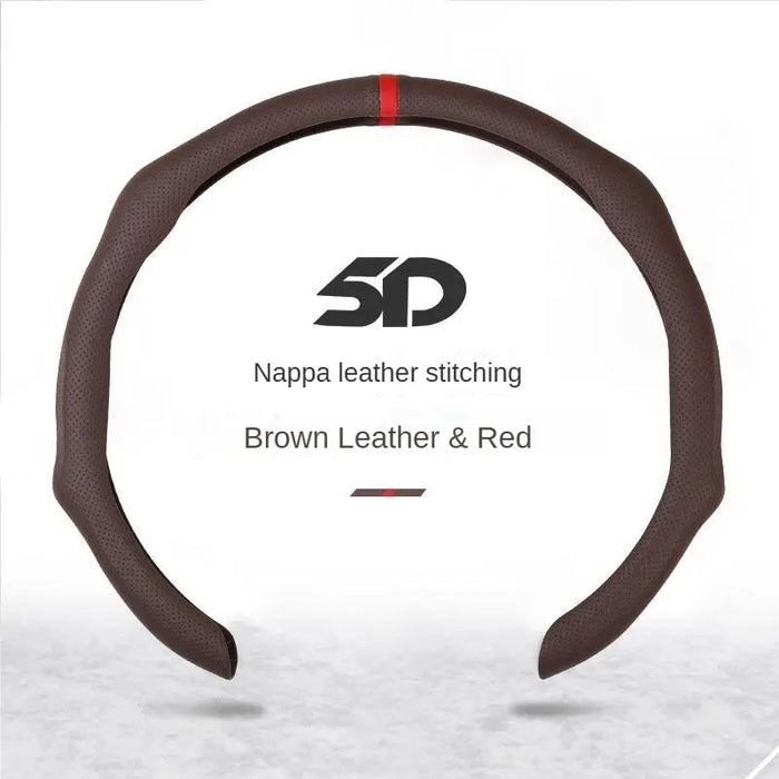 Leather 5D Universal Steering Wheel Cover with Centering Mark Quick Install Non Slip Breathable Ultra Thin Fit for All Seasons Automotive Accessory White Premium Quality Wheel Cover for GMC