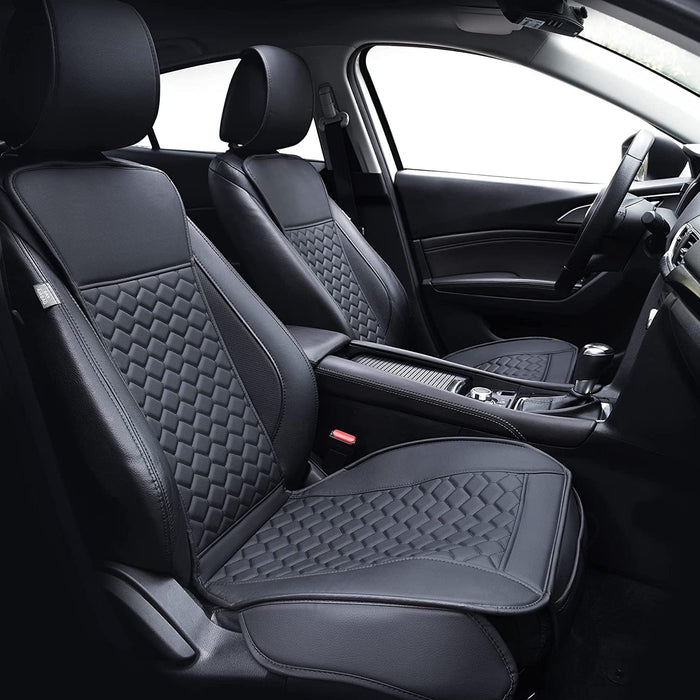 2Pcs Front Car Seat Covers Leather Water Proof Seat Protector Universal Fit for Most Cars Suvs and Trucks Black