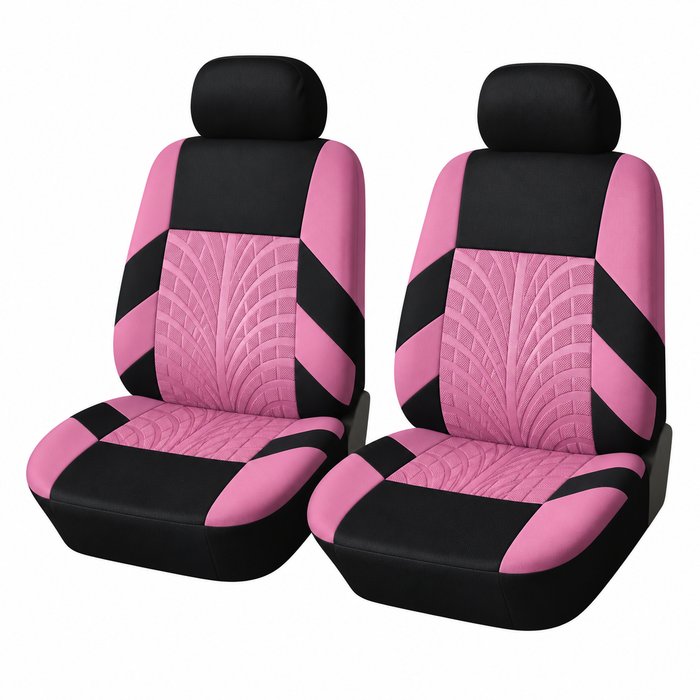 Car Seat Covers for 5 Seats Universal, Fabric Breathable Car Front & Rear Seat Protectors, with Tire Track Details.