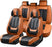 Universal Waterproof Nappa Leather Car Seat Covers Full Set for 5 Seats, Airbag Compatible, Black & Brown, Fits Cars, SUVs & Trucks