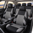 Car Seat Covers for 5 Seats Universal, Fabric Breathable Car Front & Rear Seat Protectors, with Tire Track Details.