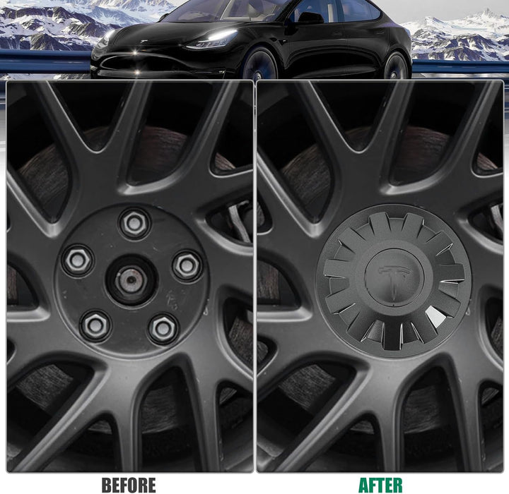 4 Pack Wheel Center Cap for Model 3 2024 Highland Wheel Hub Cover Wheel Center Cap Kit Model 3 Center Replacement Exterior Accessories,Matte Black
