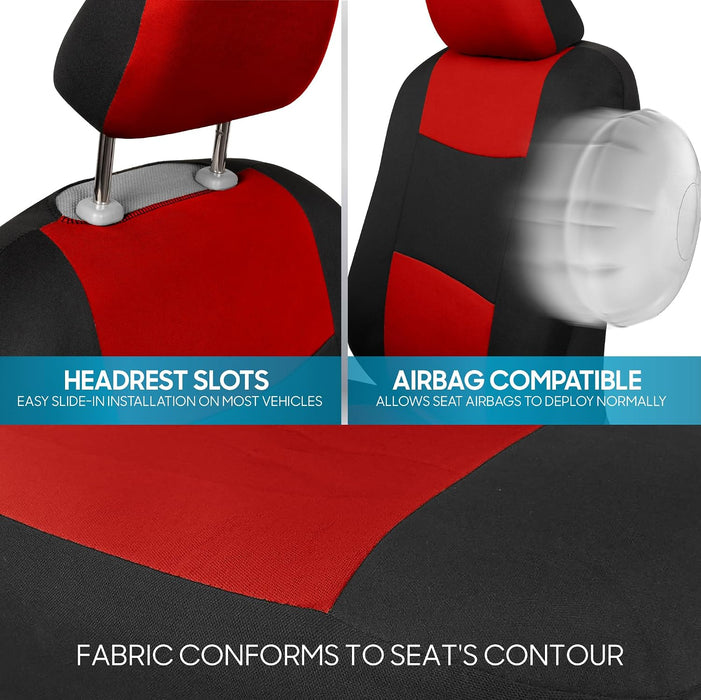 Revamp Your Ride with Our Stylish Red and Black PolyPro Car Seat Covers Full Set – Easy Installation for Front and Rear Seats in Trucks, Vans, and SUVs
