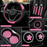 10Pcs Universal Luxury Car Steering Wheel Cover, Shoulder Protector with Daisy Vent Clips - Value-Added Combo Set, Non-Slip Breathable All-Season Interior Decor Gift for Most, Steering Wheel Cover, Steering Wheel Cover for Car