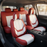 Stylish 5-Piece Waterproof Nappa Leather Car Seat Cover Set - Universal Fit in Red & White with Head Pillow