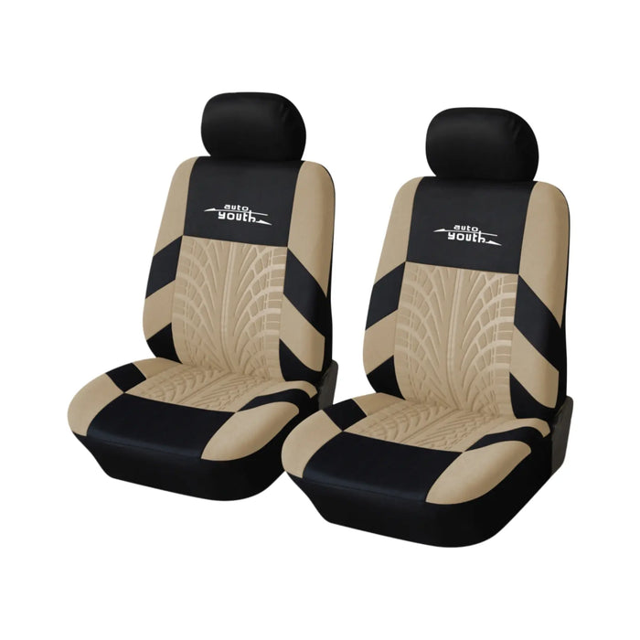 Car Seat Covers for 5 Seats Universal, Fabric Breathable Car Front & Rear Seat Protectors, with Tire Track Details, Airbag Compatible, Full Protection, Fits Most Cars Trucks Vans Suvs, Red Vehicle Seat Covers, Truck Accessories, Car Interior Accessories