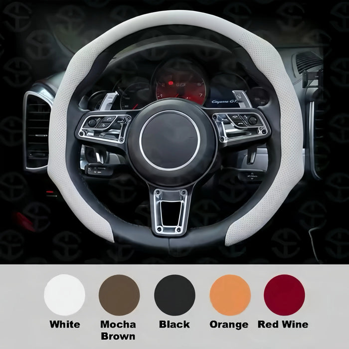 Napa Leather Steering Wheel Cover, Ultra-Thin Breathable Anti-Slip Grip Car Accessories, Toolless Quick-Turns All-Weather Modern Style Noble Black Accessories for Car, Compatible with 2026 New Vehicles