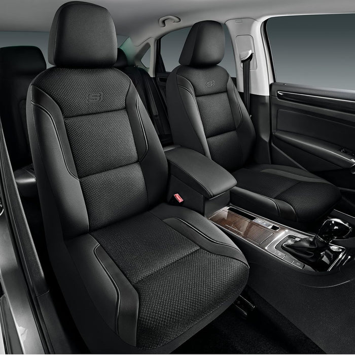 Skechers Memory Foam Seat Covers, Air Cool Mesh Thick Car Seat Covers, Car Seat Covers Front Seats Airbag Compatible, Universal Automotive Comfort for Most Cars, Vans, Trucks, Suv,Black