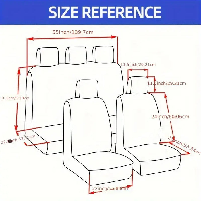 Car Seat Covers for 5 Seats Universal, Fabric Breathable Car Front & Rear Seat Protectors, with Tire Track Details, Airbag Compatible, Full Protection, Fits Most Cars Trucks Vans Suvs, Red Vehicle Seat Covers, Truck Accessories, Car Interior Accessories