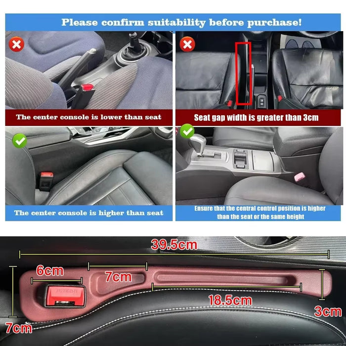 Car Seat Gap Filler Organizer 2Pack Soft Foam 3IN1 Multifunctional 