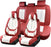 Transform Your Ride with Our Stylish 5-Piece Waterproof Nappa Leather Car Seat Cover Set - Universal Fit in Red & White with Head Pillow