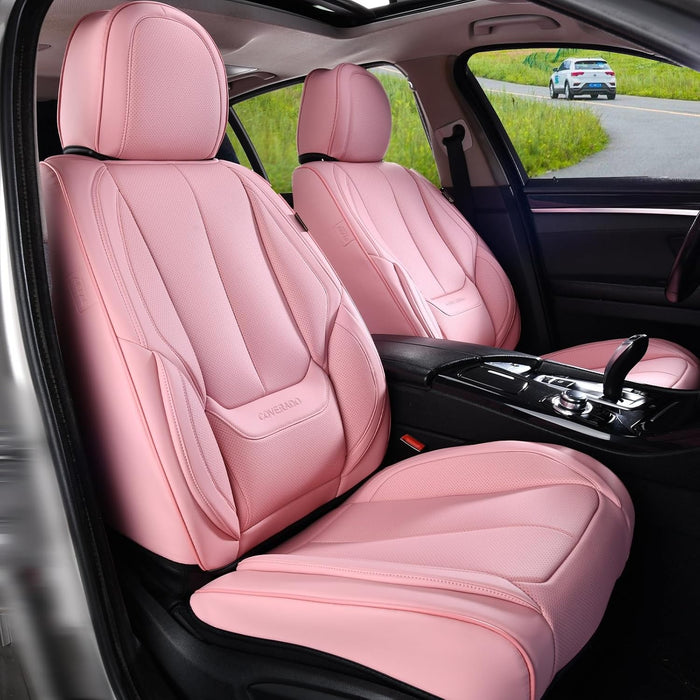 Car Seat Covers Full Set, Seat Covers for Cars, Pink Car Seat Protector Waterproof, Nappa Leather Car Seat Cushion, Car Seat Covers Front Seats and Back Fit for Most Cars