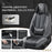  Leather Seat Covers Full Set, 5 Seats Seat Covers for Cars, Waterproof Nappa Leather Car Seat Covers with Head Pillow, Seat Protectors Car Seat Cushion Universal Fit for Most Cars (Gray&Black)