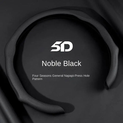 Napa Leather Steering Wheel Cover, Ultra-Thin Breathable Anti-Slip Grip Car Accessories, Toolless Quick-Turns All-Weather Modern Style Noble Black Accessories for Car, Compatible with 2026 New Vehicles