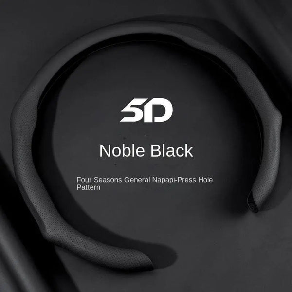 Napa Leather Steering Wheel Cover, Ultra-Thin Breathable Anti-Slip Grip Car Accessories, Toolless Quick-Turns All-Weather Modern Style Noble Black Accessories for Car, Compatible with 2026 New Vehicles