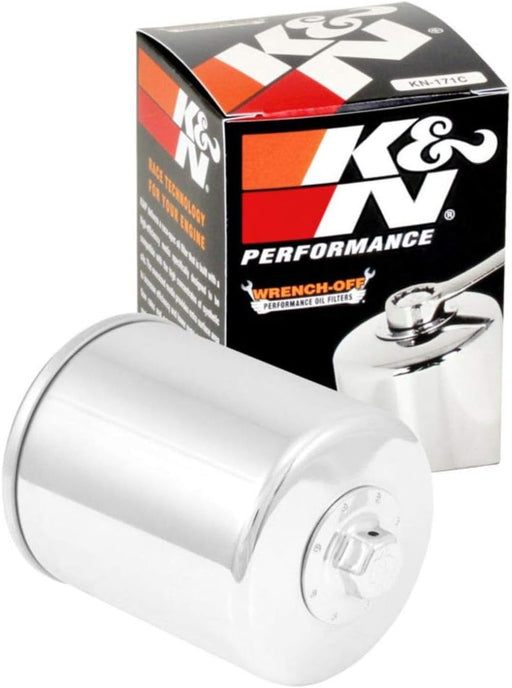 Motorcycle Oil Filter: High Performance, Premium, Designed to Be Used with Synthetic or Conventional Oils, Wrench off Nut: Fits Select Harley Davidson, Buell Motorcycles, KN-171C