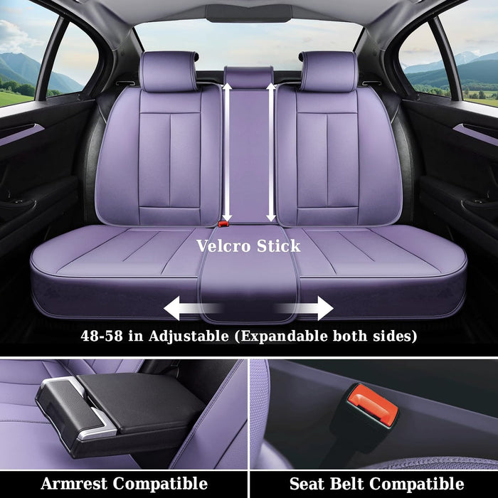 Universal Seat Covers Full Set, 5 Seats Universal Seat Covers for Cars, Waterproof NAPPA Leather Car Seat Covers with Head Pillow, Auto Protectors Fit for Most Sedans SUV Pick-Up Truck-Purple