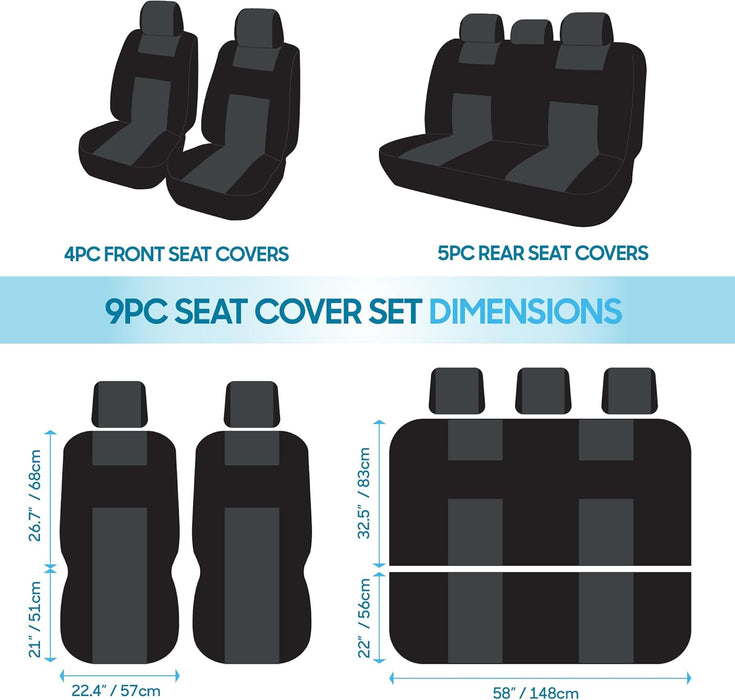 Revamp Your Ride with Our Stylish Red and Black PolyPro Car Seat Covers Full Set – Easy Installation for Front and Rear Seats in Trucks, Vans, and SUVs