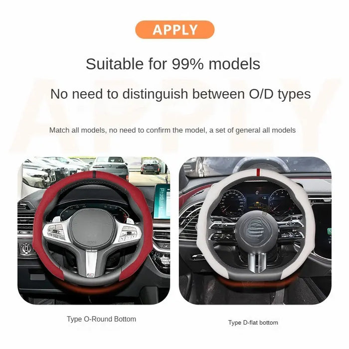 Leather 5D Universal Steering Wheel Cover with Centering Mark Quick Install Non Slip Breathable Ultra Thin Fit for All Seasons Automotive Accessory White Premium Quality Wheel Cover for GMC