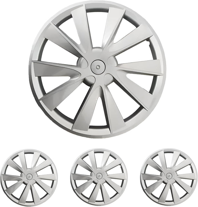 Hubcap for Tesla Model 3 Wheel Cover 18 Inch Hub Cap Replacement Uberturbine Wheel Covers for Model 3 Rim Protector 4PCS (Silver, Model 3“18 Inch)
