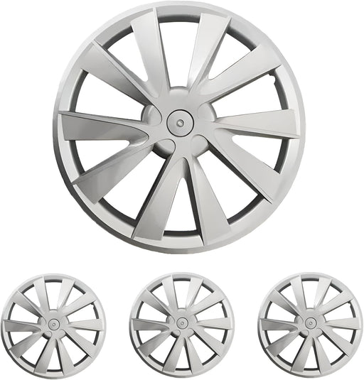 Hubcap for Tesla Model 3 Wheel Cover 18 Inch Hub Cap Replacement Uberturbine Wheel Covers for Model 3 Rim Protector 4PCS (Silver, Model 3“18 Inch)
